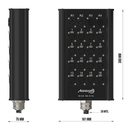 Audibax Pro MC XLR 162230 Pro 30M - Cajetín de escenario multicore 30 m, 16 XLR + 2 XLR + 2 Speakon - Tempo Shop