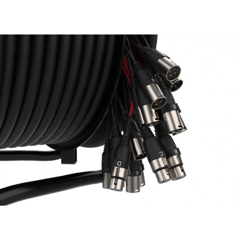 Audibax Pro MC XLR 164-30 Drum Pro - Reel multicore de 30 m con carrete, 16 entradas XLR y fan-out 16M+4H - Tempo Shop