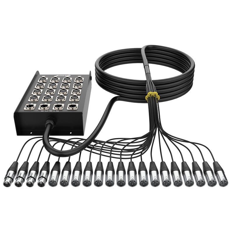 Audibax Pro MC XLR 16415 Pro - Cajetín de escenario multicore 15 m, 16 entradas XLR + 4 retornos XLR - Tempo Shop