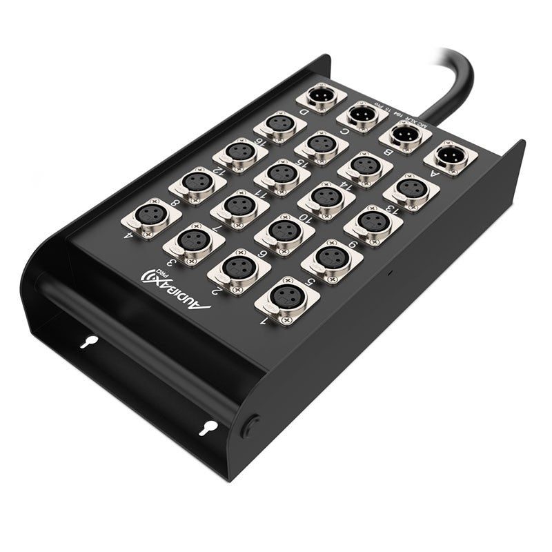 Audibax Pro MC XLR 16415 Pro - Cajetín de escenario multicore 15 m, 16 entradas XLR + 4 retornos XLR - Tempo Shop