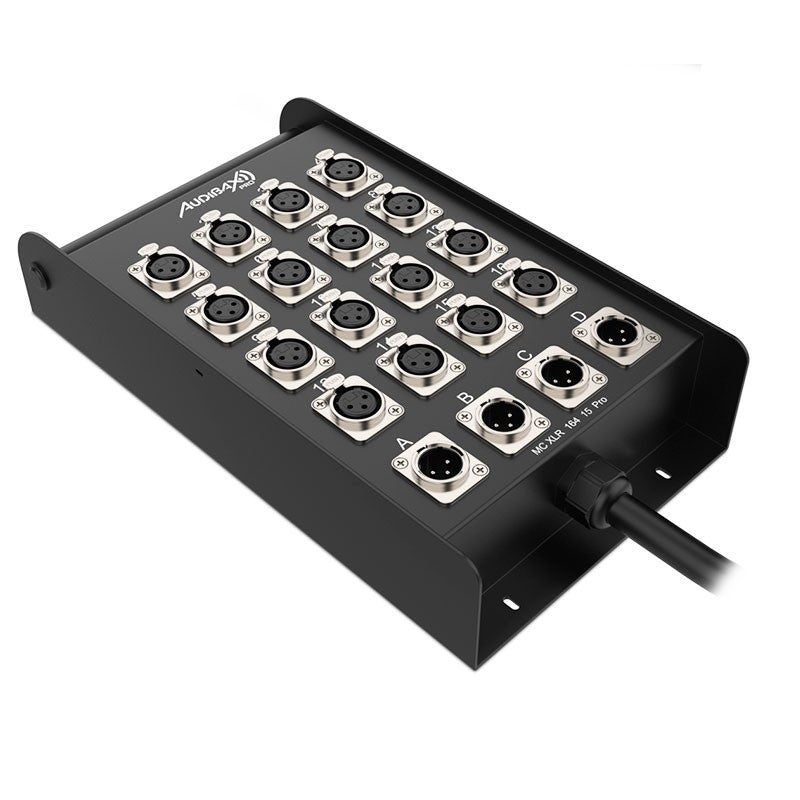 Audibax Pro MC XLR 16415 Pro - Cajetín de escenario multicore 15 m, 16 entradas XLR + 4 retornos XLR - Tempo Shop