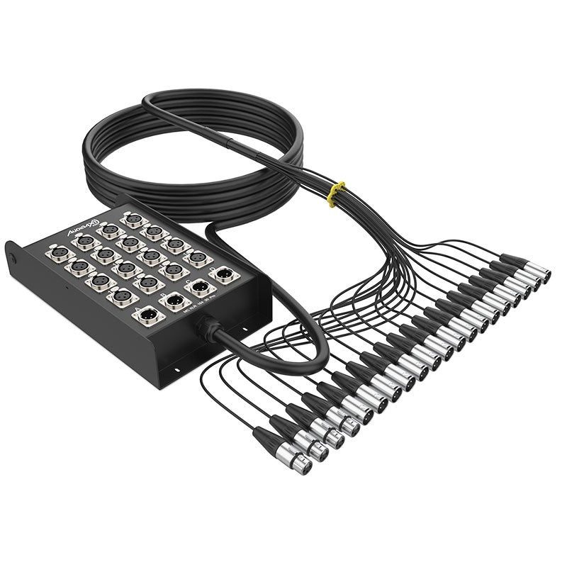 Audibax Pro MC XLR 16430 Pro - Cajetín de escenario multicore 30 m, 16 entradas XLR + 4 retornos XLR - Tempo Shop