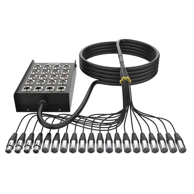 Audibax Pro MC XLR 16430 Pro - Cajetín de escenario multicore 30 m, 16 entradas XLR + 4 retornos XLR - Tempo Shop