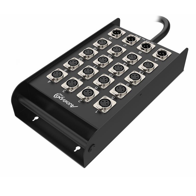 Audibax Pro MC XLR 16430 Pro - Cajetín de escenario multicore 30 m, 16 entradas XLR + 4 retornos XLR - Tempo Shop