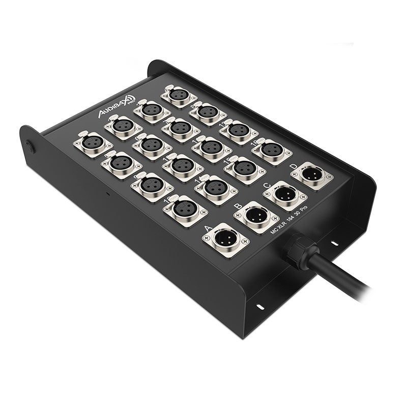 Audibax Pro MC XLR 16430 Pro - Cajetín de escenario multicore 30 m, 16 entradas XLR + 4 retornos XLR - Tempo Shop