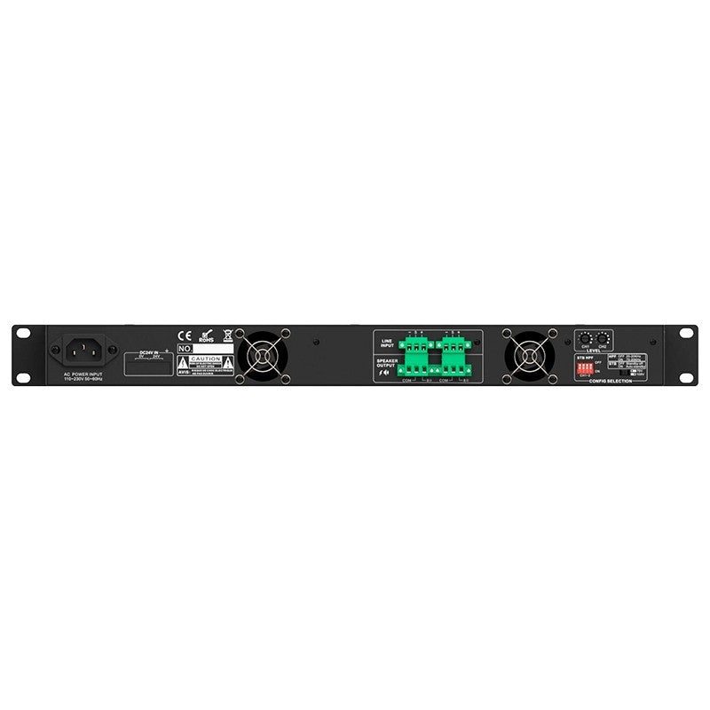 Audibax Pro PA2250T - Amplificador de instalación 19″ 2×240 W (Clase D, Low-Z/70/100 V) con control por zonas - Tempo Shop