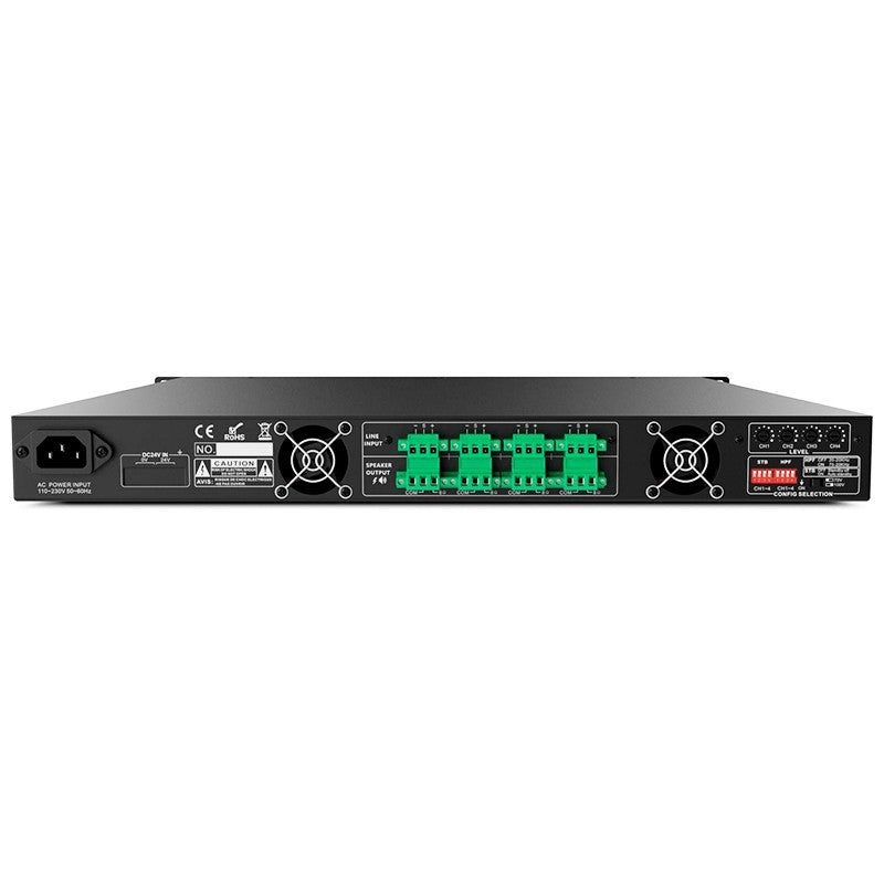 Audibax Pro PA4500T - Amplificador de instalación 19″ 4×500 W (Clase D, Low-Z/70/100 V) - Tempo Shop
