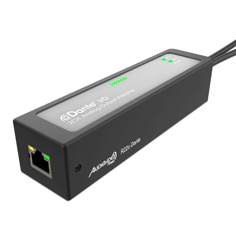 Audibax Pro R22o Dante - Adaptador Dante a salida analógica 2 canales con PoE y AES67 - Tempo Shop