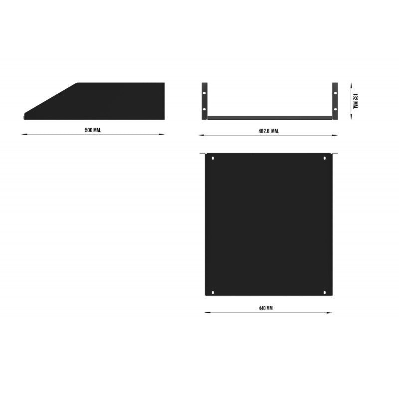 Audibax Pro Rack Shelf 3U 500 - Bandeja para Rack de 19 Pulgadas - Tempo Shop