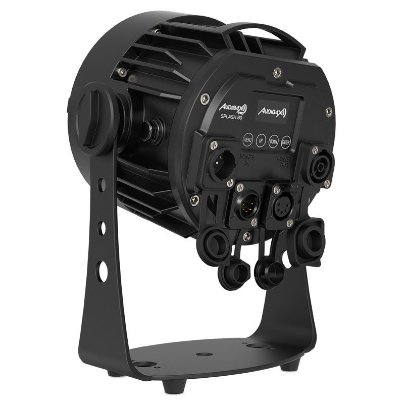 Audibax Pro Splash 80 - Foco PAR LED 80 W RGBALC 6-en-1 IP65, 25° de serie, RDM/DMX y funcionamiento sin ventilador - Tempo S