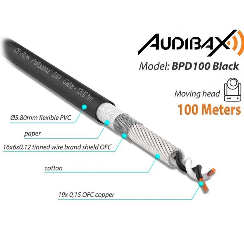 Audibax Pro BPD100 Black - Bobina Cable DMX 100m - Tempo Shop
