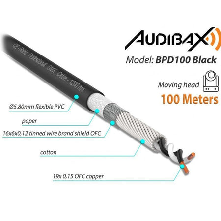 Audibax Pro BPD100 Black - Bobina Cable DMX 100m - Tempo Shop