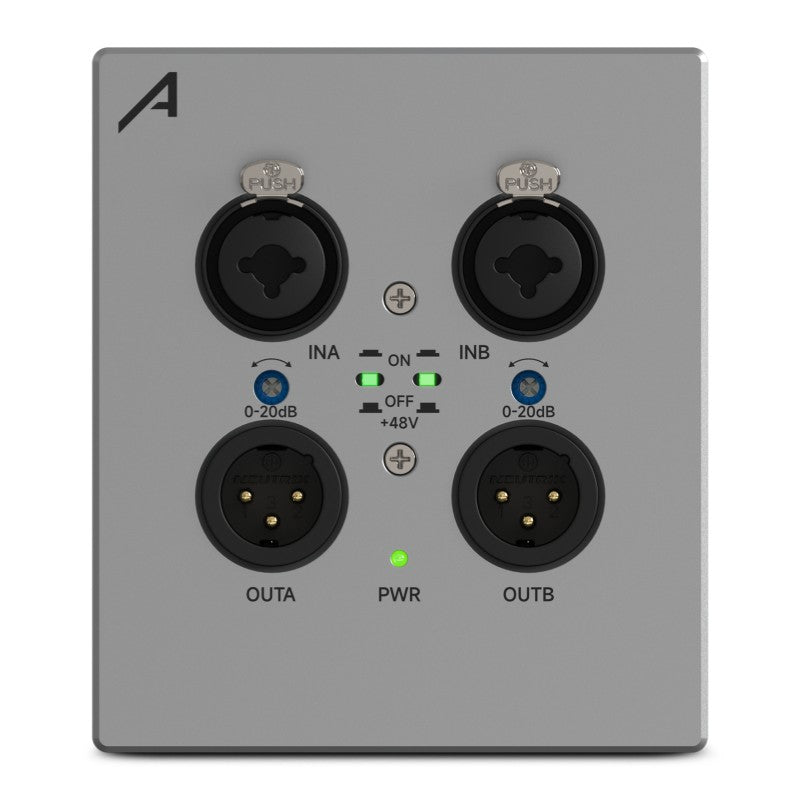 Audibax Pro M88 WP22IODN - Panel de control Dante 2x2 con entradas combo, salidas XLR y PoE