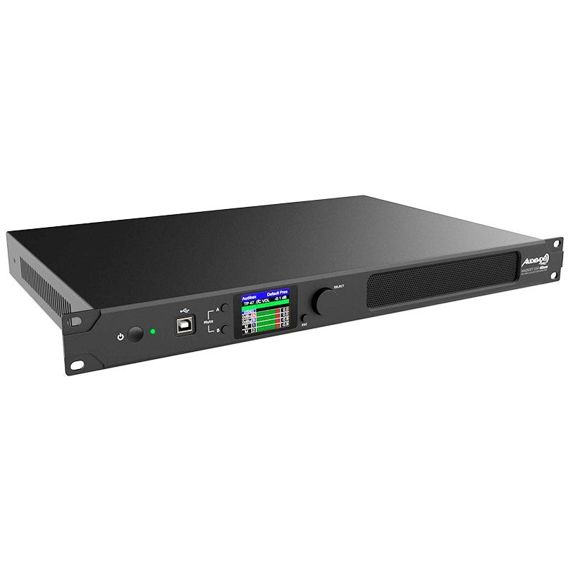 Audibax Pro MA2500T DSP Dante - Amplificador de matriz 2×300 W con DSP, Dante y control Ethernet (1U 19″)