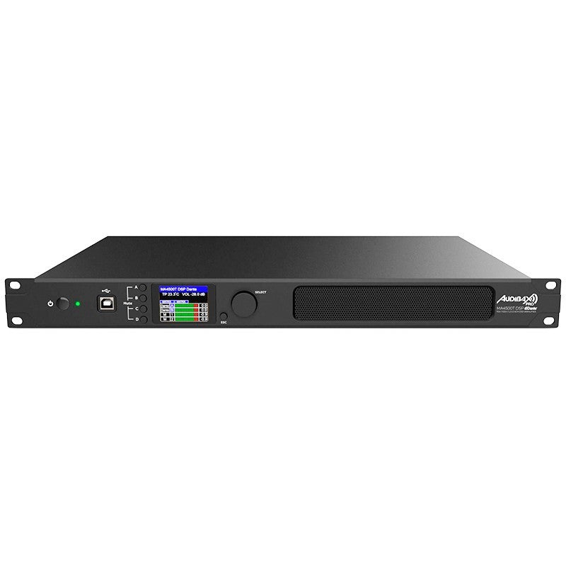 Audibax Pro MA4500T DSP Dante - Amplificador de matriz 19″ 4×300 W con DSP, Dante y control Ethernet (1U)