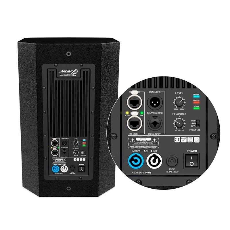 Audibax Pro Manhattan 10A - Altavoz activo 2 vías de 10″ con DSP CAN BUS, 1000 W RMS y dispersión 90°×60°