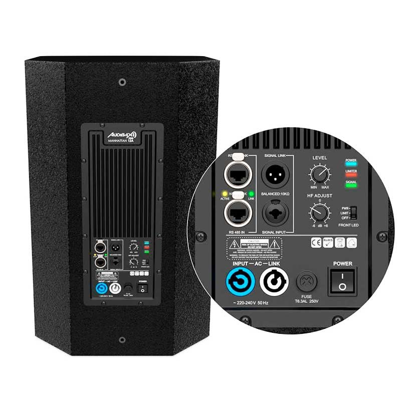 Audibax Pro Manhattan 12A - Altavoz activo 2 vías de 12″ con DSP CAN BUS, 1200 W RMS y dispersión 90°×60°