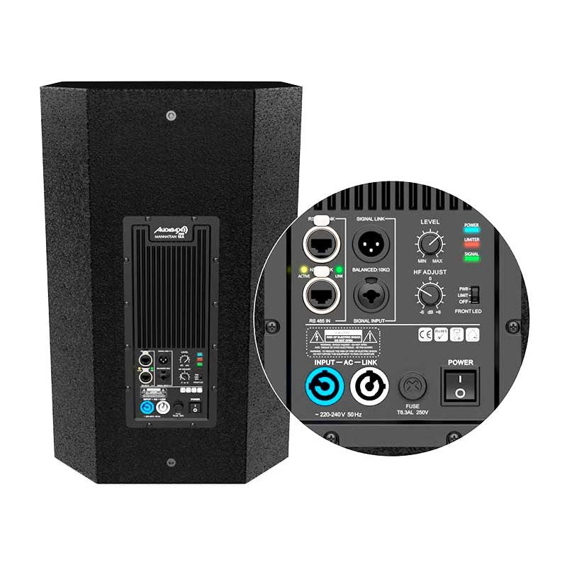 Audibax Pro Manhattan 15A - Altavoz activo 2 vías de 15″ con DSP, 1500 W RMS y dispersión 90°×60°