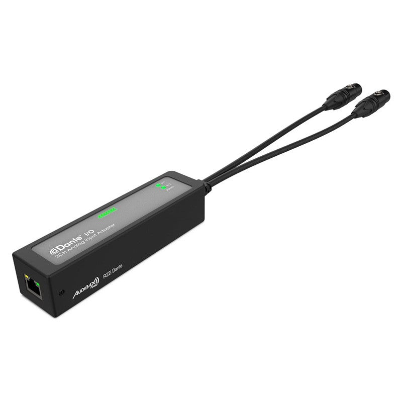 Audibax Pro R22i Dante - Adaptador Dante con 2 entradas analógicas balanceadas, 24-bit, PoE y compatibilidad AES67
