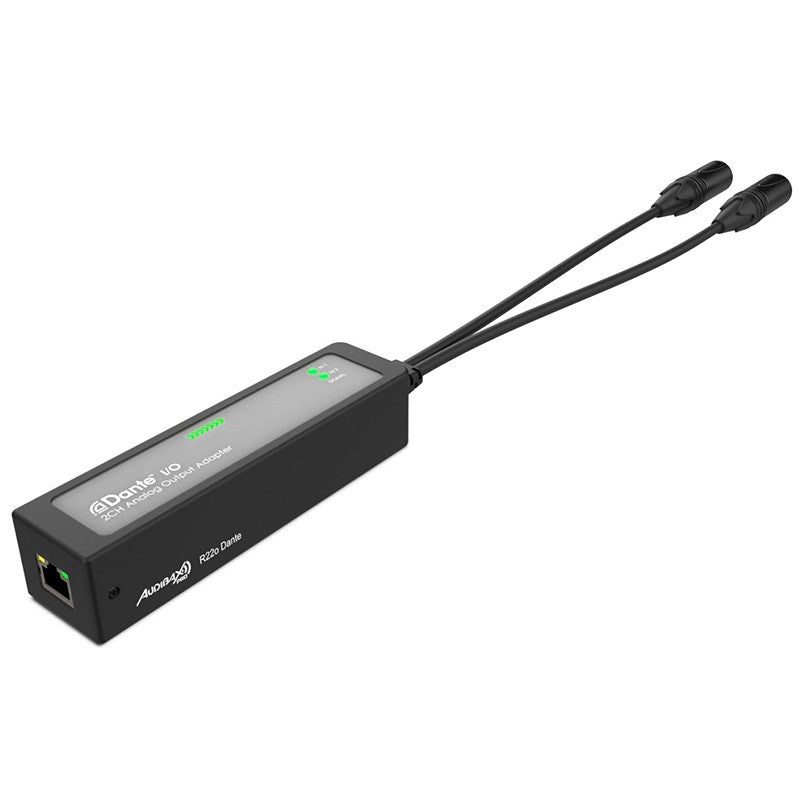 Audibax Pro R22o Dante - Adaptador Dante a salida analógica 2 canales con PoE y AES67