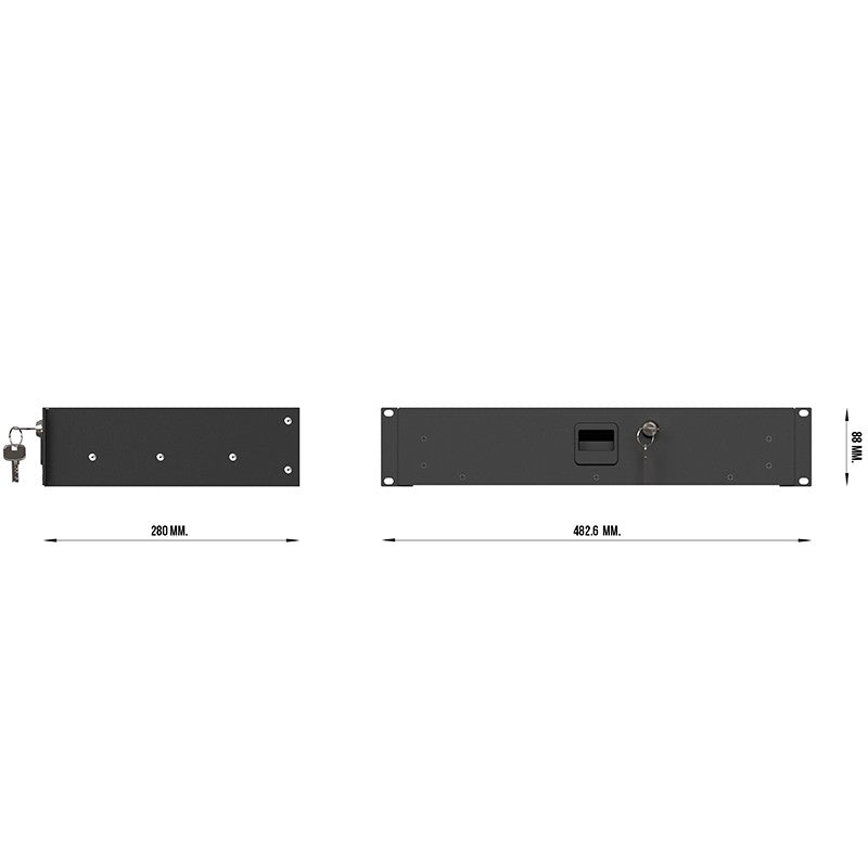 Audibax Pro Rack Drawer 2U 280 K - Cajón 19" con Llave