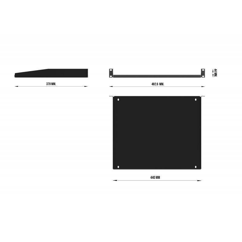 Audibax Pro Rack Shelf 1U 370 - Bandeja Metálica para Rack