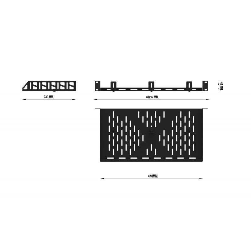 Audibax Pro Rack Shelf Vent 1U 230 - Bandeja extraíble y ventilada