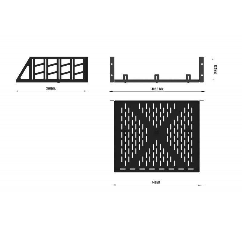 Audibax Pro Rack Shelf Vent 3U 370 - Bandeja Ventilada 19 Pulgadas