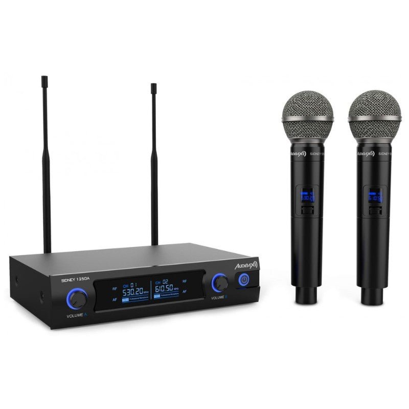 Audibax Sidney 1250 A - Micrófono Doble Mano Profesional UHF Frecuencia A + Maleta - Tempo Shop