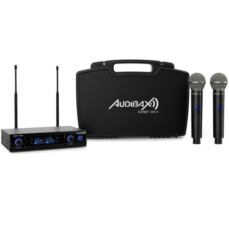 Audibax Sidney 1250 A - Micrófono Doble Mano Profesional UHF Frecuencia A + Maleta - Tempo Shop
