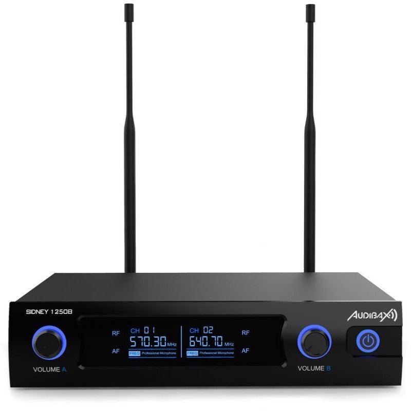Audibax Sidney 1250 B - Micrófono Doble Mano Profesional UHF Frecuencia B + Maleta - Tempo Shop