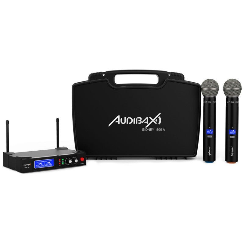 Audibax Sidney 500 A - Micrófono Inalámbrico Profesional UHF Doble Mano + Maleta - Tempo Shop