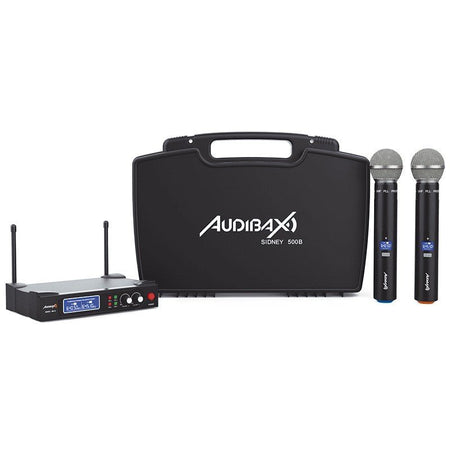 Audibax Sidney 500 B - Micrófono Inalámbrico Profesional UHF Doble Mano + Maleta - Tempo Shop