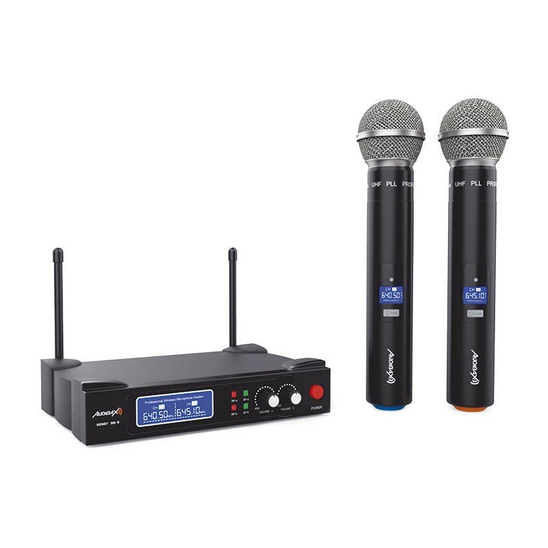 Audibax Sidney 500 B - Micrófono Inalámbrico Profesional UHF Doble Mano + Maleta - Tempo Shop