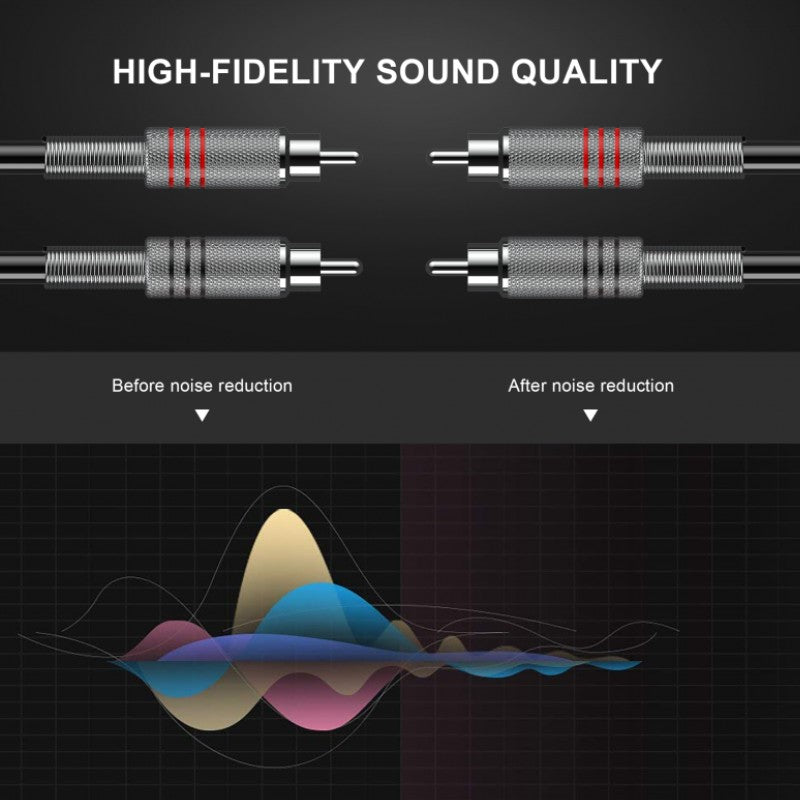 Audibax Silver 10101690 - Cable 2 RCA a 2 RCA Stereo 1,5m Negro - Tempo Shop