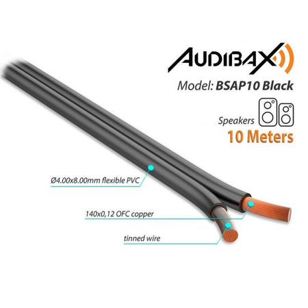 Audibax Silver BSAP10 Black - Bobina Cable Altavoz Paralelo 10m - Tempo Shop
