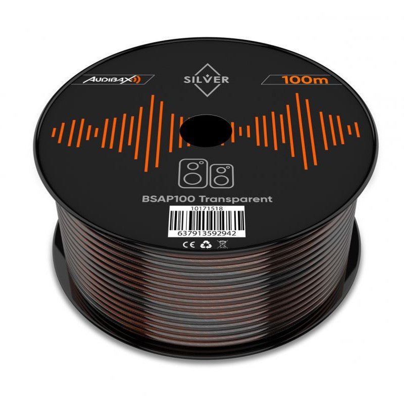 Audibax Silver BSAP100 Transparente - Bobina Cable Altavoz Paralelo 100m - Tempo Shop