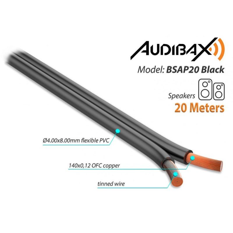 Audibax Silver BSAP20 Black - Bobina Cable Altavoz Paralelo 20m - Tempo Shop