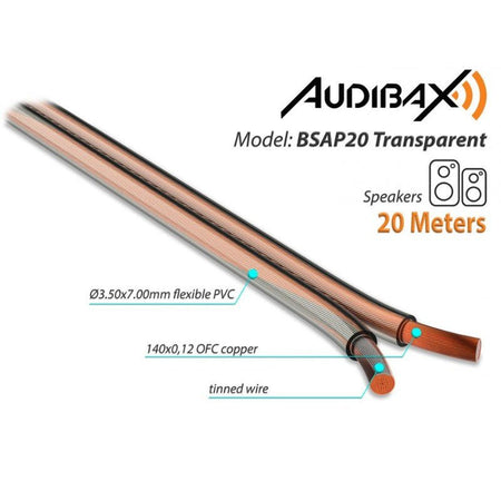 Audibax Silver BSAP20 Transparente - Bobina Cable Altavoz Paralelo 2m - Tempo Shop