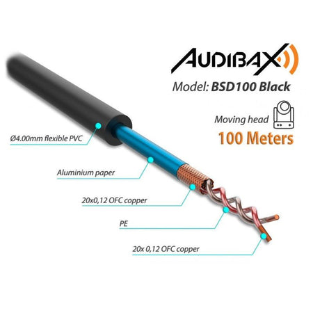 Audibax Silver BSD100 Black - Bobina Cable DMX 100m - Tempo Shop
