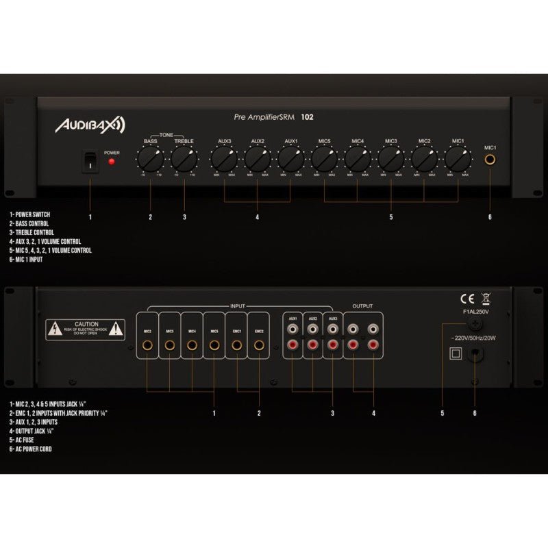 Audibax SRM102 - Mezclador Profesional de 8 Canales - Tempo Shop
