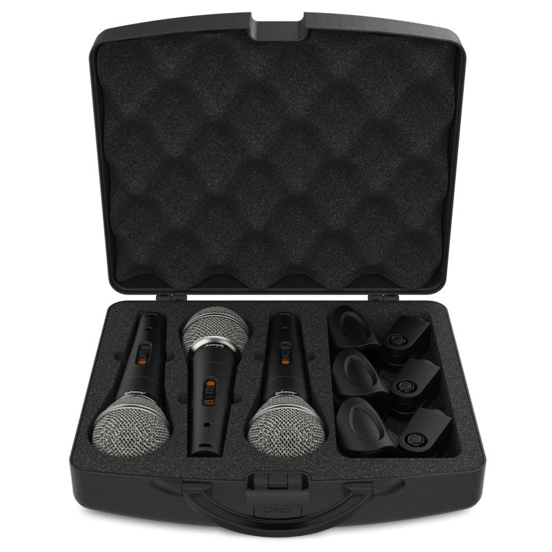 Audibax Tokyo XM1800 - Pack Maleta con 3 Micrófonos Dinámicos + Maleta + Pinzas - Tempo Shop