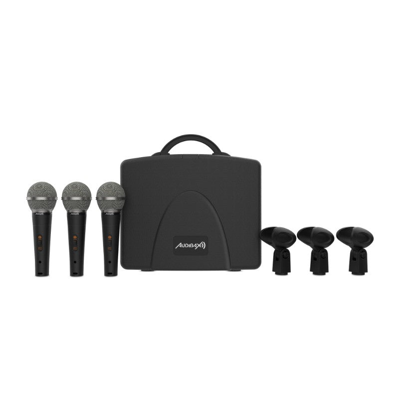 Audibax Tokyo XM1800 - Pack Maleta con 3 Micrófonos Dinámicos + Maleta + Pinzas - Tempo Shop