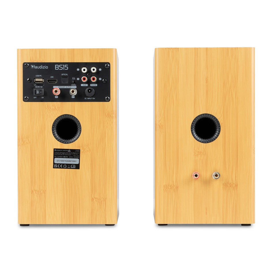 Audizio BS15 - Altavoces activos de estantería 60W de bambú - Tempo Shop