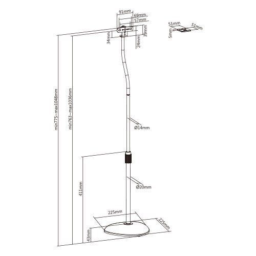 Audizio HTS12 - Soporte de suelo para altavoz satélite, juego de 2 - Tempo Shop