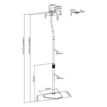 Audizio HTS12 - Soporte de suelo para altavoz satélite, juego de 2 - Tempo Shop