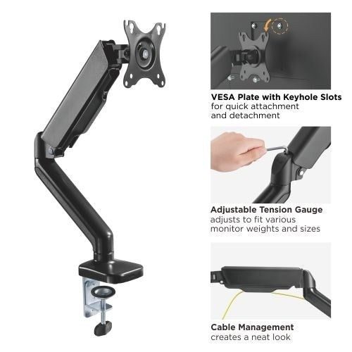 Audizio MAD10G - Brazo Single para Monitor con amortiguador de gas 17” - 32” - Tempo Shop