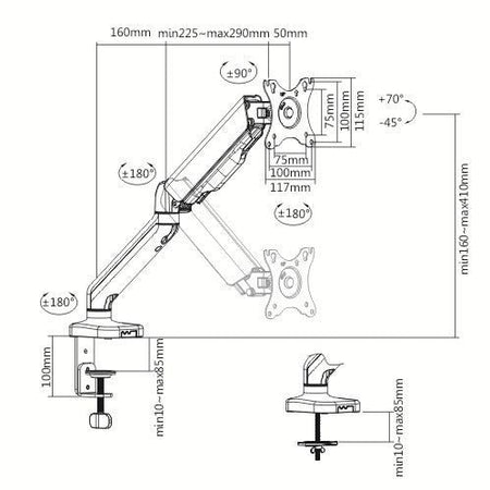 Audizio MAD10G - Brazo Single para Monitor con amortiguador de gas 17” - 32” - Tempo Shop