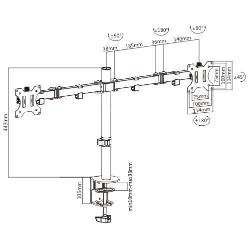 Audizio MAD20 - Brazo Doble para Monitor 13” - 32” - Tempo Shop