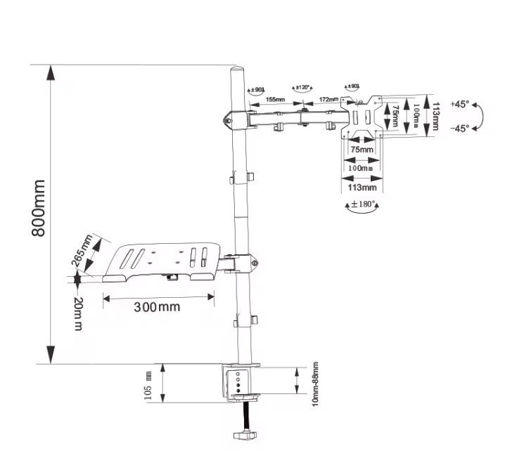 Audizio CMA10L - Brazo para un monitor de 13" - 32" con soporte para portátil - Tempo Shop